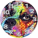 Wall Clock Colorful Boxer Dog PVC Clock Watch Decorative Circle Wall Clock