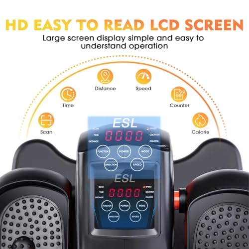 Image of ESL Under Desk Elliptical, Electric Elliptical Leg Exerciser for Seniors | 12 Speed Adjustable, Quiet Elliptical Exercise Machine with Remote, Seated Pedal Exerciser with Strap, Portable