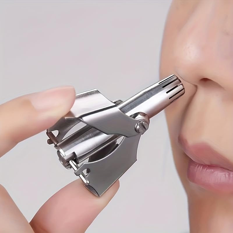 1pcs Manual Nose Hair Trimmer - Gender Neutral Allergy-Friendly Washable Round Head Battery-Free Grooming Tool Light Beige