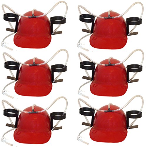 6 x Trinkerhelm rot Scherzartikel Partygag Helm für Dosen und Flaschen Saufhelm