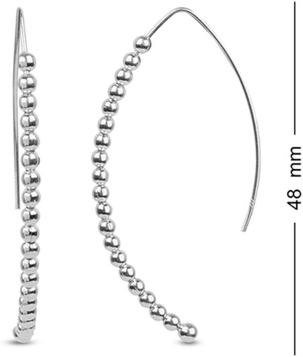 LeCalla 925 Sterling Silver Threader Earrings for Women | Handmade Wire Boho Hoops & Drop Earrings in Spiral, Heart, Bar Designs | Lightweight Pull Through Earring Jewelry Gift for Birthday, Anniversary - Image 3