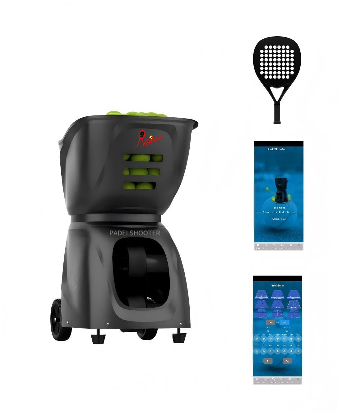 Padel Shooter MAX – maszyna do piłek Padel Ball Machine Padel Ballmaschine-Máquina de Pádel-The Ultimate Padel maszyna do piłek z ulepszoną funkcją zdalnego sterowania – ekstra szeroki zasięg!