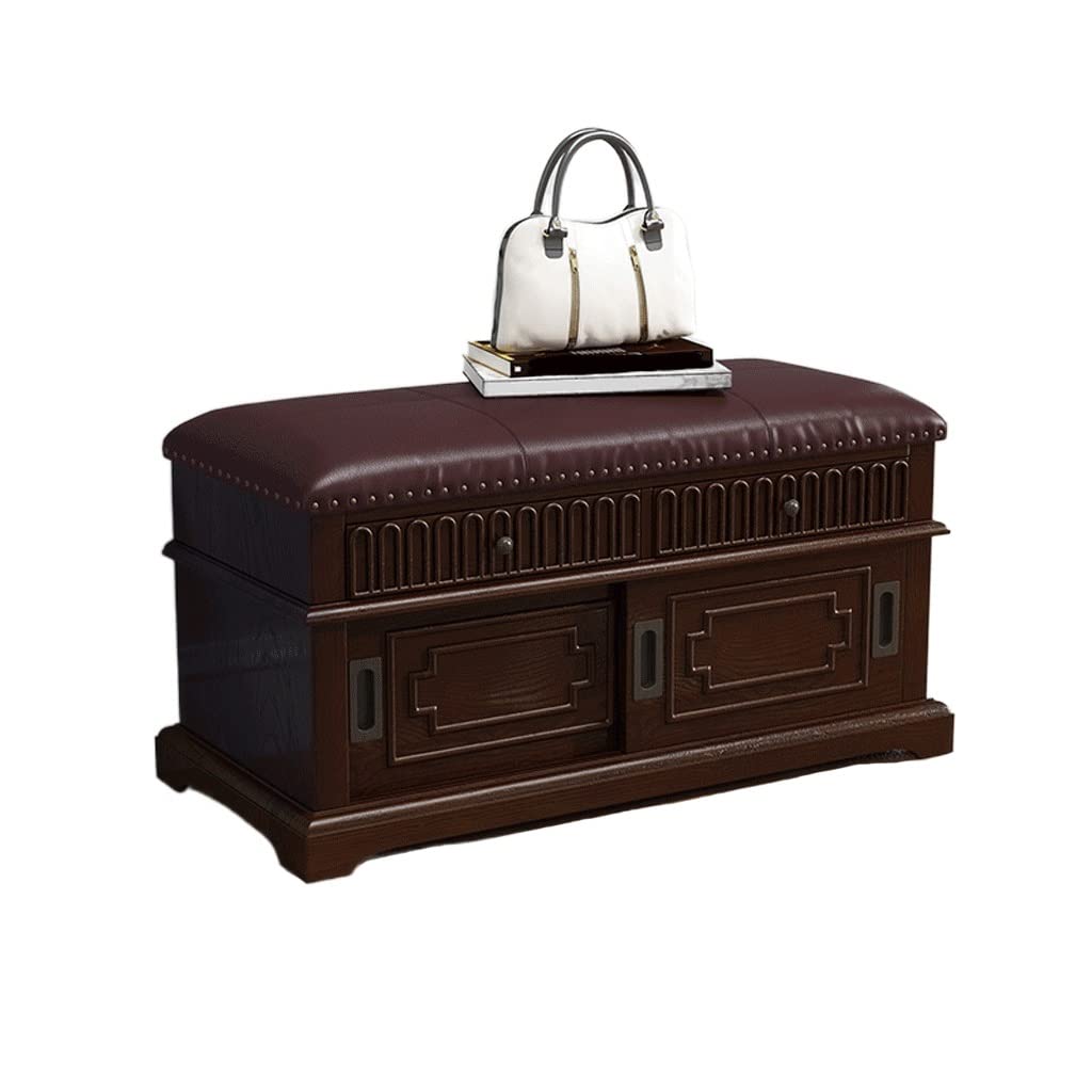 Tabouret de rangement multicouche et banc de canapé en cuir rétro