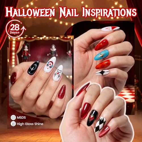 Image of Beetles Halloween Gel Nail Polish Set, 8 Colors Fall Orange Red Purple