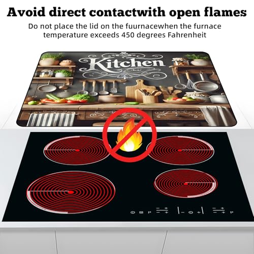 Image of Multi-Design Stove Top Cover for Glass /Electric Stoves - 3-in-1 Heat-Resistant Protector Mat, Non-Slip Drying Rack 28 inchx20 inch (Cookware, 28 inch L x 20 inch W)