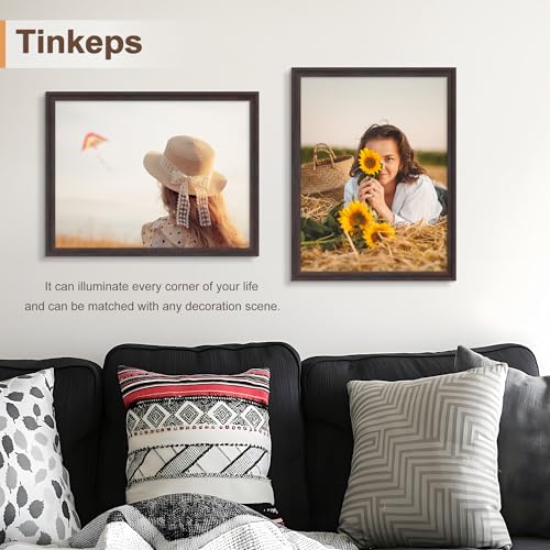 Image of 18x24 Frame Walnut Brown with Elegant Concave Design - Large 18 x 24 Poster Frame for Wall, Home, Office & Gallery Display