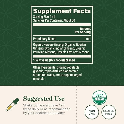 Global Healing Center - Ginseng - Organic Raw Herbal Extract - Liquid Panax Supplement Drop Promotes Energy - Korean and Siberian Ginseng Supplement, Maca, Ashwagandha - Non-GMO - 2 Fl Oz - Image 4