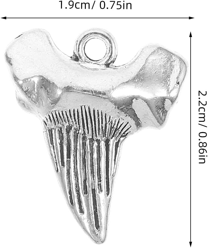 Shark Teeth Pendant Charms 12Pcs Small Teeth Charms for Jewelry Making Diy Necklaces Bracelets Keychains with Hanging Hoops Metal Craft Accessories 0.86X0.74X0.19In - Image 2
