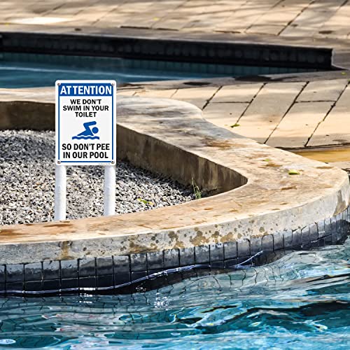 Cartel divertido para piscina de plástico 14x10 pulgadas miniatura 3