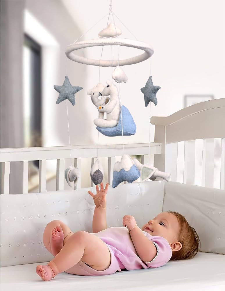 THB Baby Mobile Animal Nursery Decoration Newborn Shower Gift Birthday Gift | Baby Bed Decoration for Boys and Girls Toys Figure Playing Set for Babies |DIY Hanging 1