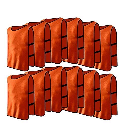 VGEBY Trainingswesten, 12er Set f¨¹r Fu?Ball, Volleyball und Basketball ¨C Sportwesten f¨¹r Erwachsene (Farbe: orange)