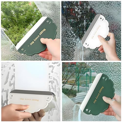 Image of Squeegee Bathroom Glass Door Cleaning Scraper with Hanging Hook, Silicone Mini Kitchen Countertop Squeegee, Water Wiper Scraper for Sink Tiles Cleaning Tools (Cloud 3PCS)