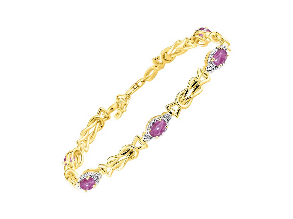 RYLOS Bracelets for Women Yellow Gold Plated Silver Love Knot Tennis Bracelet Gemstone &amp; Diamonds Adjustable to Fit 7"-8" Wrist, 5 Gorgeous 6X4MM Jewelry for Women Friendship Bracelets