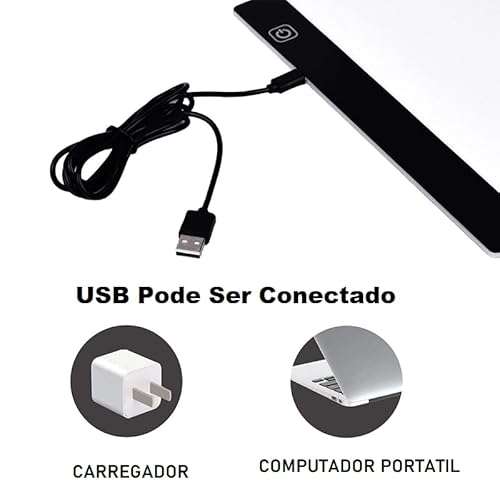 Mesa de luz A4 Portátil LED Regulável Brilho LED 03 Tons Mesa Estêncil Display Auxilia Desenho Com C