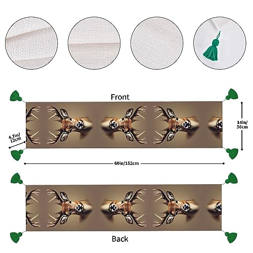 Chemin de table rustique tête de cerf imprimé pour décoration de cuisine et Noël - 3
