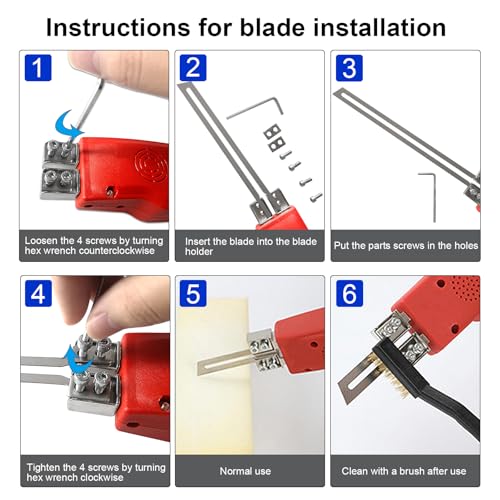 Foam Cutter 6 In 1 Hot Knife Cutting Tool 400℃ 200W Styrofoam Cutter Electric Hot Knife Foam Cutter With 2 Blades For EPS, XPS, EVA, KT Board, Sponge, Nylon (red) - Image 9