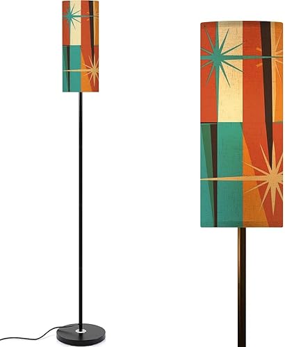 Lámpara de pie para sala de estar, diseño moderno de mediados de siglo 50, patrón retro vintage de los años 50, lámpara de soporte de luz Mod