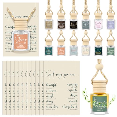 Image of Maxdot 24 Set Christian Gift Church Father's Day Bulk, Empty Hanging Car Air Freshener Diffuser Bottles 8ml for Women Men, Employee Staff Appreciation, CNA Week Gifts