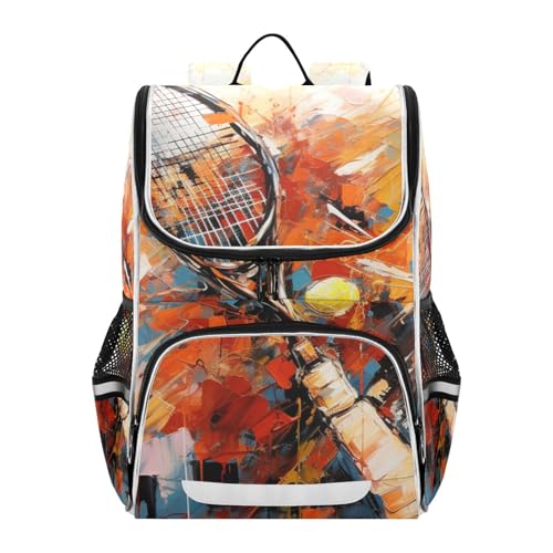 Mochila infantil con estampado de tenis reflectante y compartimento para portátil