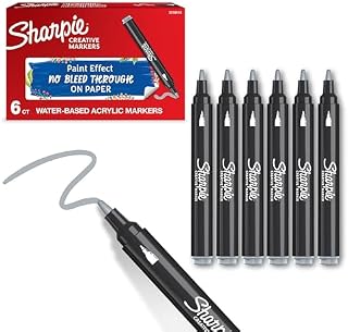 Sharpie Creative Marker Acryl-Farbstifte | Wasserbasierte Farbmarker mit Rundspitze | Bastel- & Künstlerbedarf | Kühl Grau | 6 Stück
