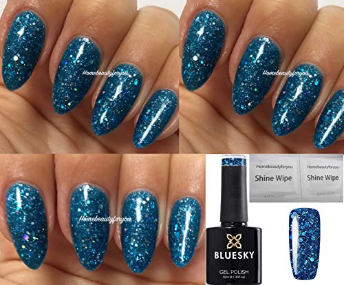 Bluesky Teal Mult iBlue Glitter Sparkle One With The Sea BLZ41 Nail Gel Polish UV LED Soak Off 10ml, SPECIAL PRICE