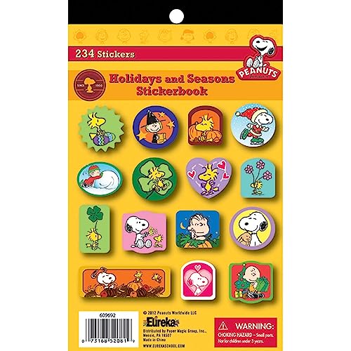 Eureka Back To School Classroom Supplies Seasonal and Holiday Peanuts Sticker Book, 234 pcs - image 1