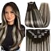 Full Shine 16" 100gram 10 Pcs Balayage Clip in Human Hair Extensions Best Rated Clip in Hair Extensions Color #2 Fading to Color #8 Full Head Clip in Hair Extensions