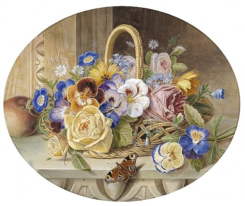 Impressions d'art mural vintage tableau un panier de fleurs ancien fleurs 60x90cm