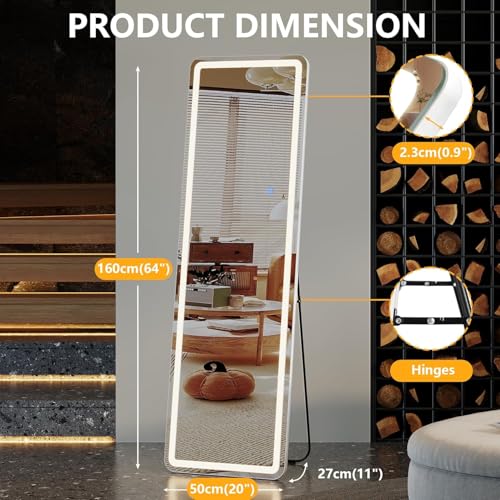 Miroir sur pied LED 160x50 HD incassable ZKIODV
