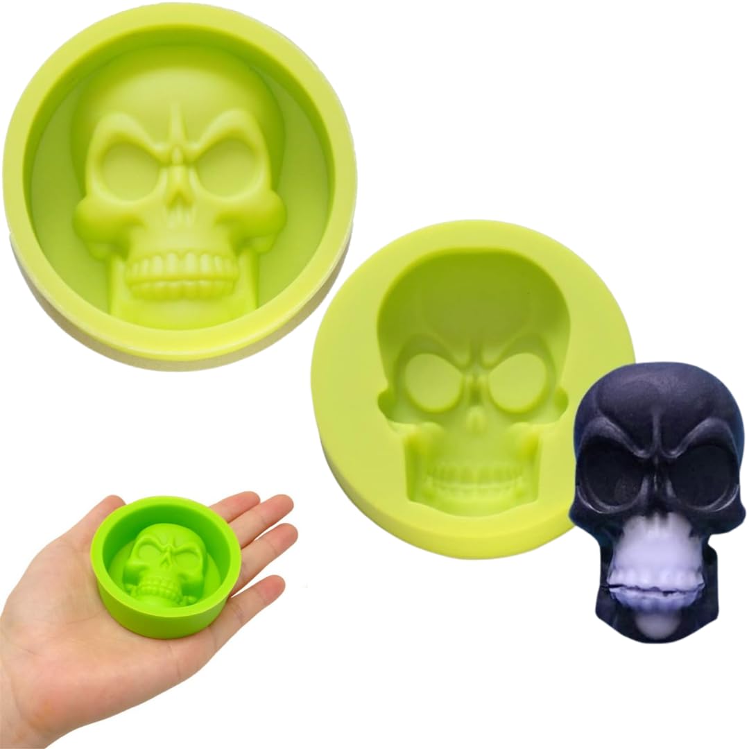 LEGACYCART Small 3D Skull Resin Molds, Flexible Clear Silicone Skull Head Molds, Silicone Molds for Resin, Soap, Clay, Candle Wax Casting, Halloween Home Decoration (Pack of 1)-image-24