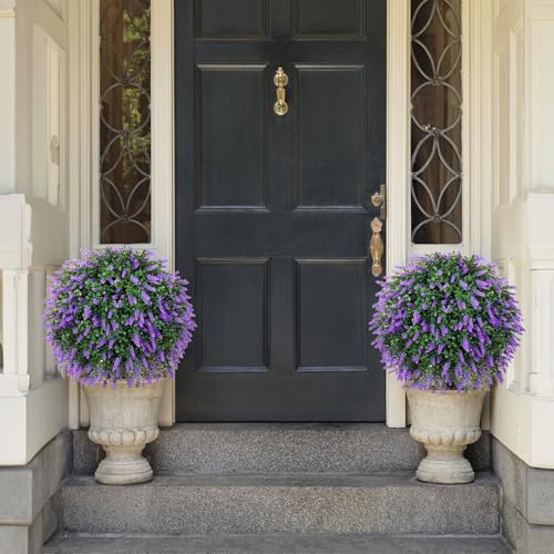 Pozoy ARTIFICIAL BALL TOPIARY BUSHES Set Of 2 Pack Artificial Lavender Topiary Ball Trees 21.6'' thumb #3