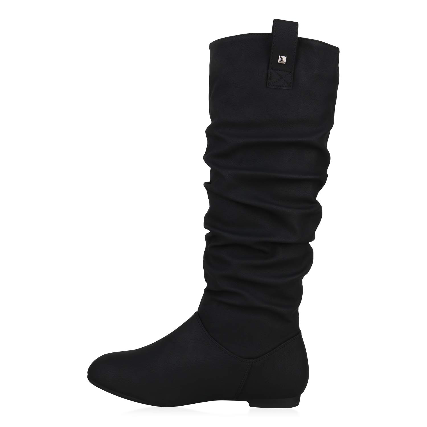 VAN HILL Damen Schlupfstiefel Warm Gefüttert mit Blockabsatz Nieten