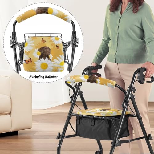 Image of Daisy & Dog Universal Walker Seat Covers, Soft Rollator Seat and Backrest Covers, Adjustable Accessories for Seniors Women Men