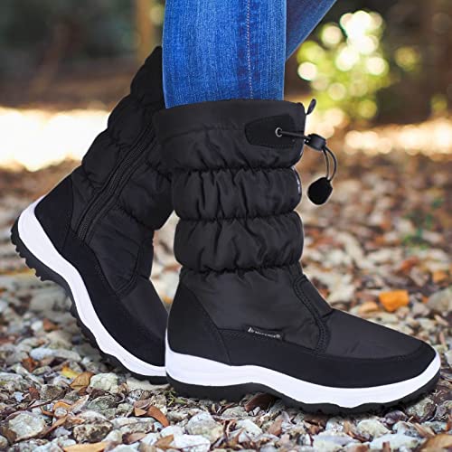 CIOR Women's Snow Boots Winter II Water-Resistant Fur Lined Frosty Warm Anti-Slip Boot U120WMX001-Black-382