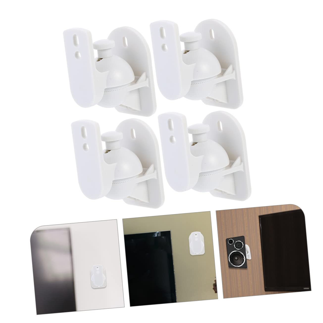 HOMSFOU Supports Muraux pour Enceintes 5kg en Abs, Lot de 4, Rotatifs