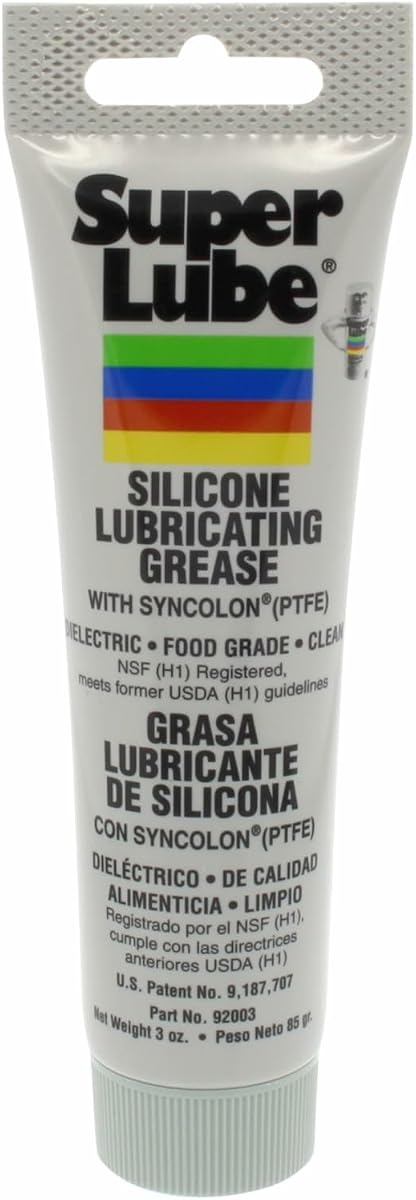 Grasa lubricante de silicona Super Lube 92003 con PTFE, tubo de 3 oz, blanco translúcido