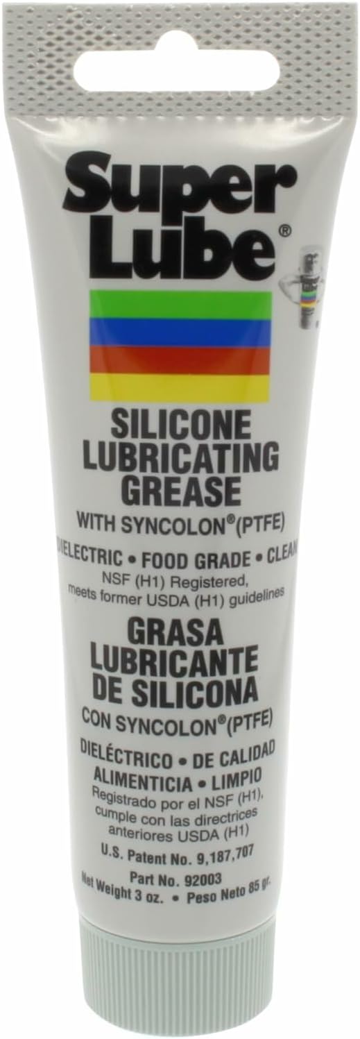 Super Lube 92003 Silicone Lubricating Grease with PTFE, 3 oz Tube, Translucent White