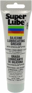 Super Lube 92003 Silicone Lubricating Grease with PTFE, 3 oz Tube, Translucent White