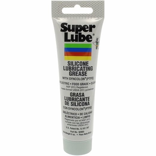 Super Lube 92003 Silicone Lubricating Grease with PTFE, 3 oz Tube, Translucent White