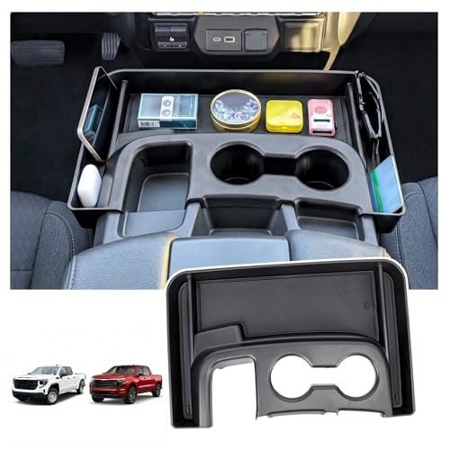 Organiseur console centrale pour Chevy Silverado 2019-2026 - Rangement porte-gobelet de siège