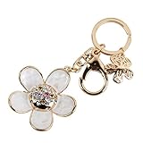 niceeshop(TM) Fashion Daisy Petal Shape Alloy Keychain Rhinestone Key Ring(White&Gold)