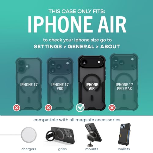 Image of Smartish iPhone Air MagSafe Case - Gripzilla Protective Magnetic Case for Men [Rugged + Tough] Military Grade Heavy Duty Grip Armor - Drop Tested for Apple iPhone Air - Clearly Black