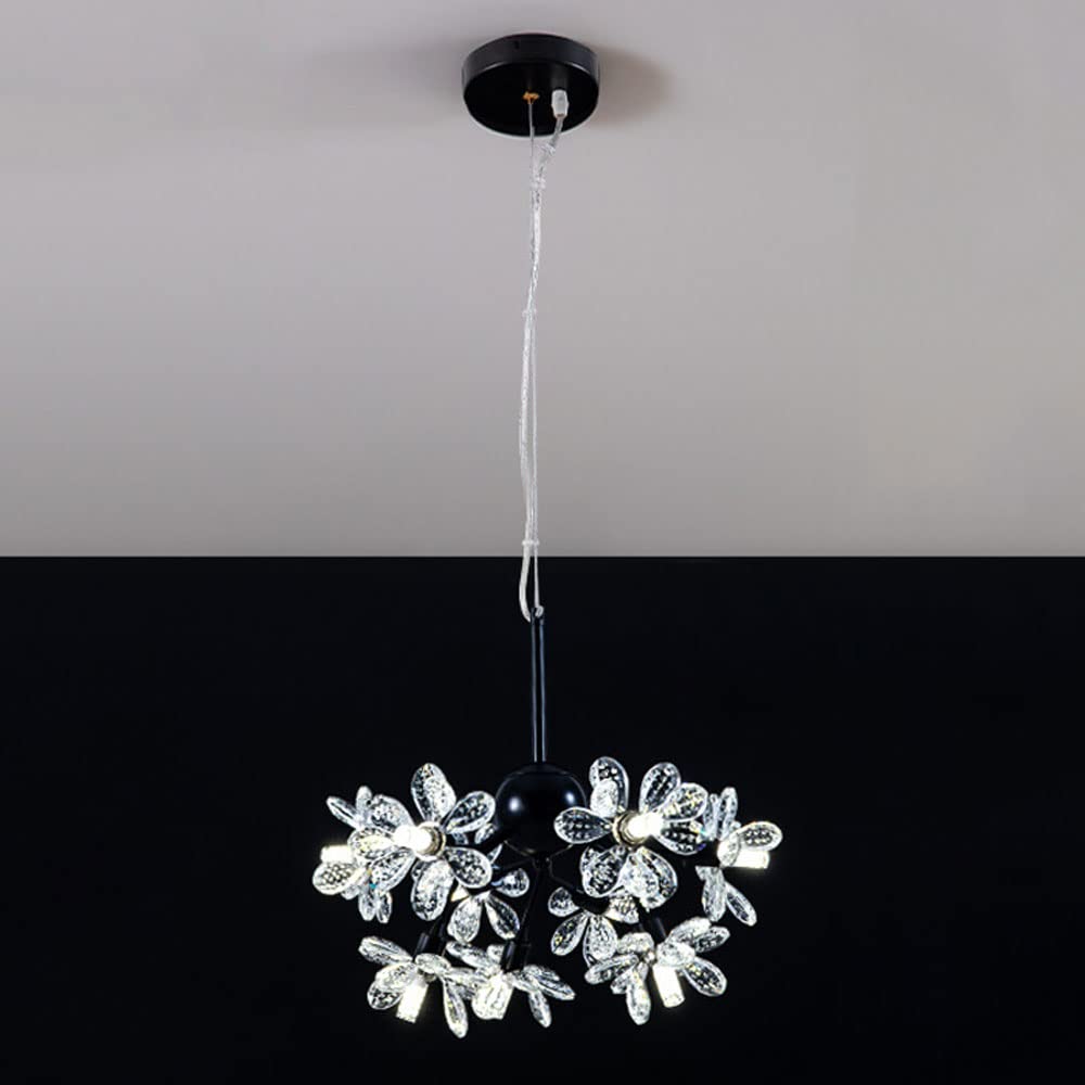 Suspension moderne en cristal noir de qualité supérieure pour îlot 36 cm