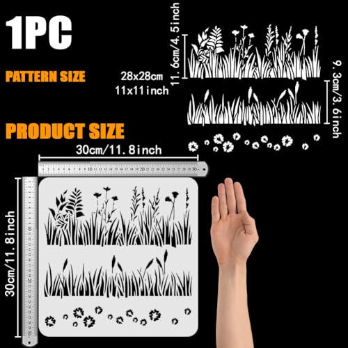 FINGERINSPIRE Layering Grasses Painting Stencil 30x30cm Reusable Wild Flower Drawing Template DIY Art Grass Pattern Decoration Stencil for Painting on Wood Wall Fabric Furniture - Image 2