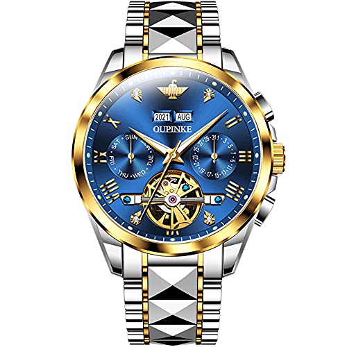 Image of OLEVS Watch Men Mechanical Luxury Classic Fashion Dress Men's Watches Waterproof Stainless Steel Self Winding Watches for Men Large Face Diamond Date No Battery Mens Watch Relojes para Hombres