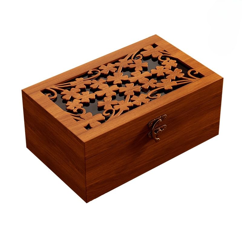 Drewniany kosz do szycia, Drewniana skrzynka na przybory do szycia 21x13x9cm Przenośna rozszerzalna przegroda Wielokolorowa paczka 8 sztuk(Style-d)