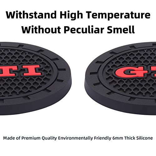 4Car4U for GTI Cup Holders Insert Coaster Automotive Accessories Silicone Anti Slip Cup Mat Fits Golf GTI Jetta Passat Arteon Tuguan Atlas Beetle Series (2.75