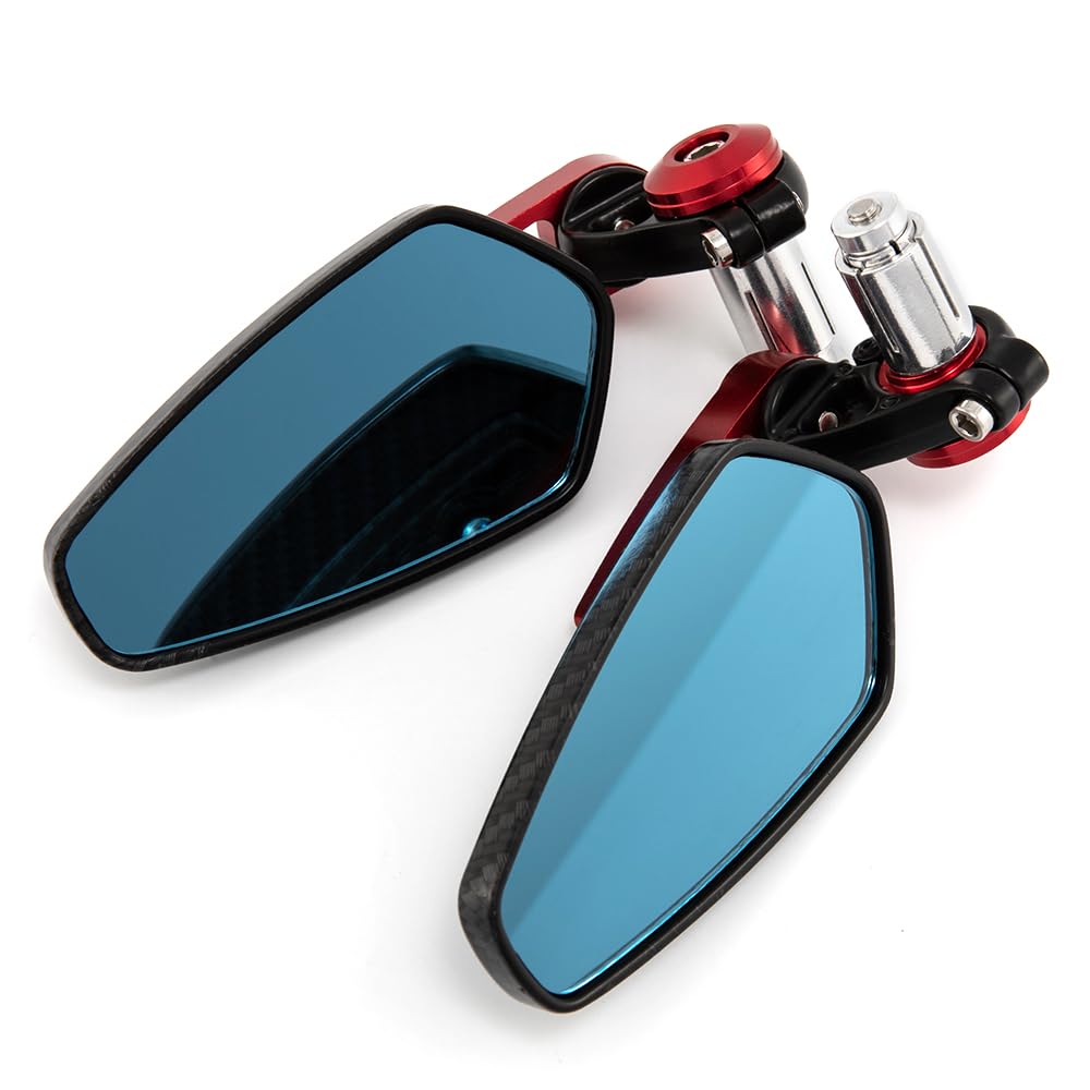 Retroviseur Moto Embout De Guidon Universel Rétroviseur d'extrémité de guidon pivotant à 360° en aluminium Compatible avec les quads, scooters et VTT (Rouge)
