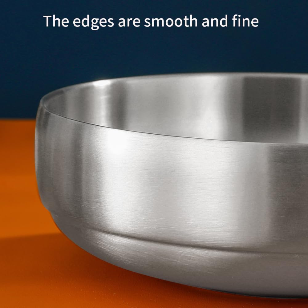SANQIAHOME 47oz/1400ml Quality Double-Walled Stainless Steel Large Salad Bowl,Heat-Insulated and Anti-Scald Large-Capacity Soup Bowl,Silver - Image 4
