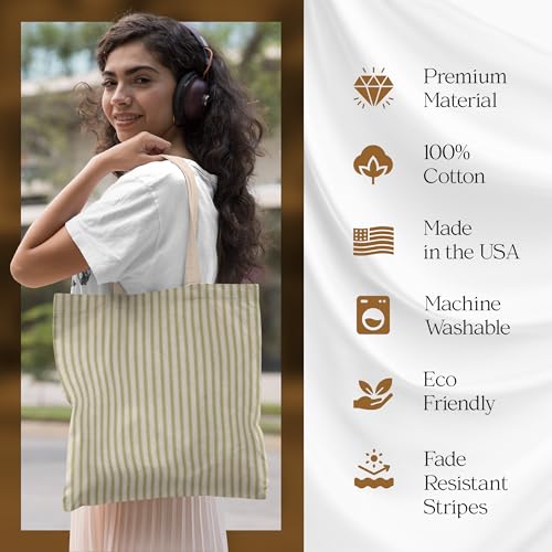 Premium Olive Striped Ticking Fabric – 54" Wide 100% Cotton for Upholstery, Quilting, and Home Décor Projects – Made in the USA 7 Premium Olive Striped Ticking Fabric – 54" Wide 100% Cotton for Upholstery, Quilting, and Home Décor Projects – Made in the USA - Image 6